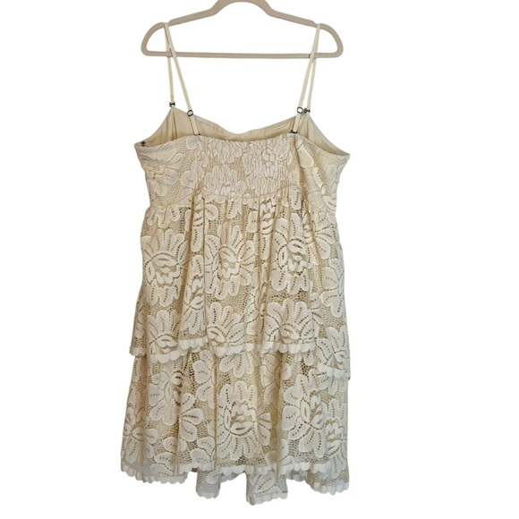 Maeve Anthropologie Strapless Lace Mini Dress Ivory Cream 3X Feminine Bridal - Picture 4 of 5